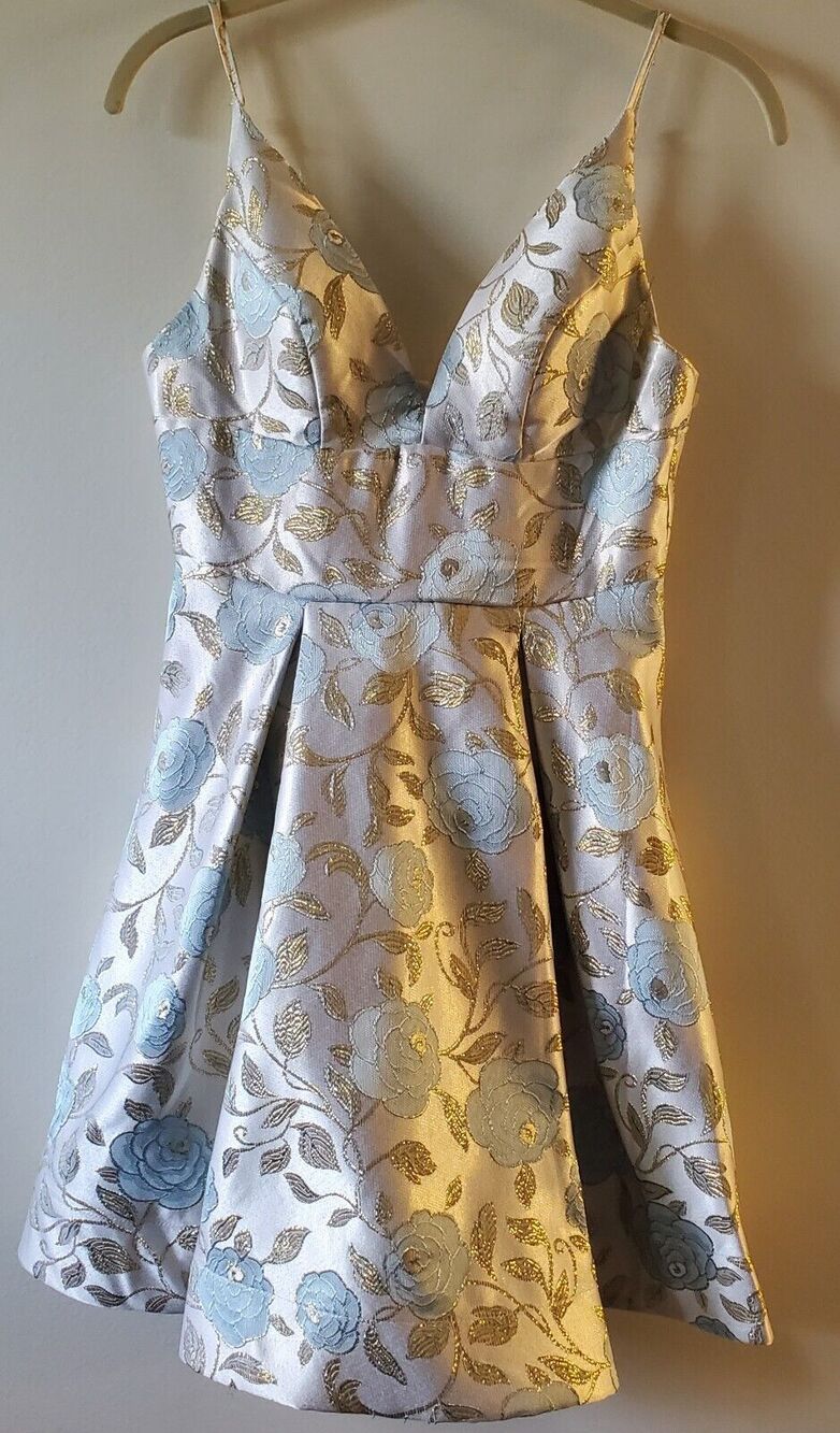 B Darlin Juniors' Metallic Jacquard Dress Sz 5 6 Fairy Cottage Princess Core